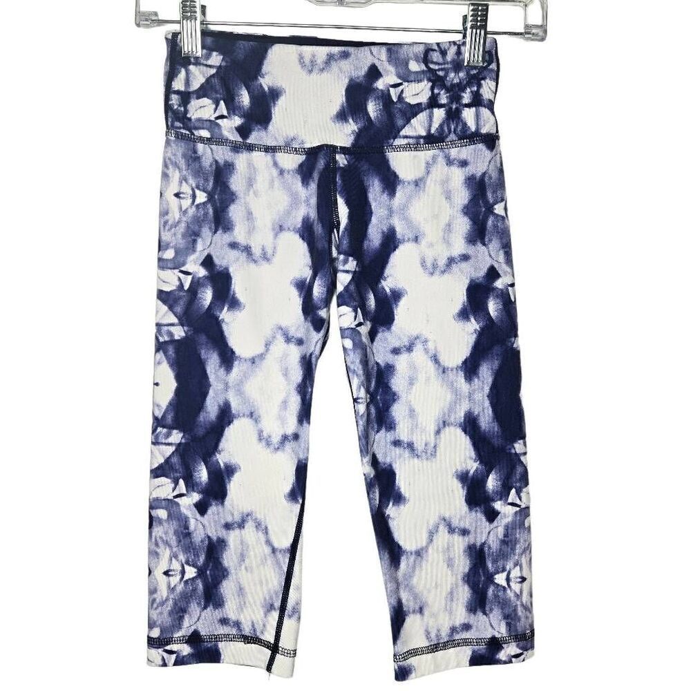 Lululemon Wunder Under Cropped Leggings Blue White Size 2